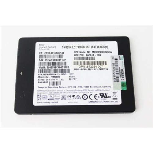 Samsung MZ-7KM960HMJP 2.5" 960GB SSD SATA3 6Gbps SM863a SFF 3D V-NAND Solid State Drive HP 866614-003 MK000960GWCFA